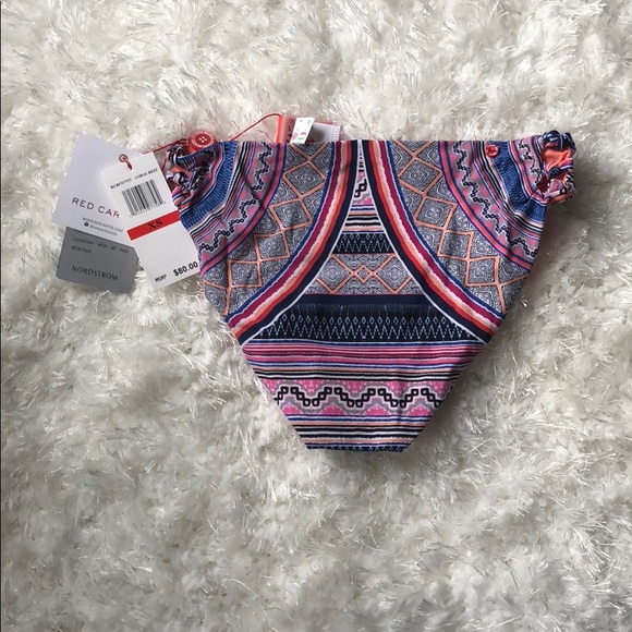 Red Carter Boho Full Cut Spandex Bikini Bottom XS - Picture 3 of 6